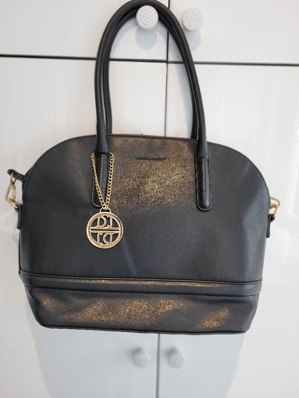 David Jones Black Bowling Bag/Tote with Crossbody Strap